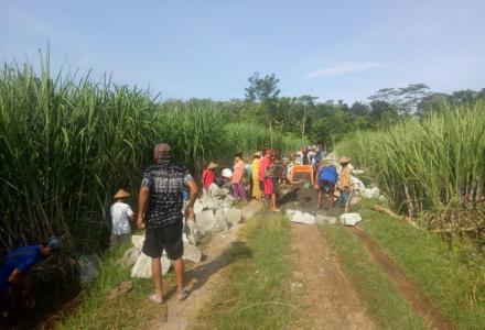 Warga Dusun Ngenep Kerja Bakti Membangun Talud