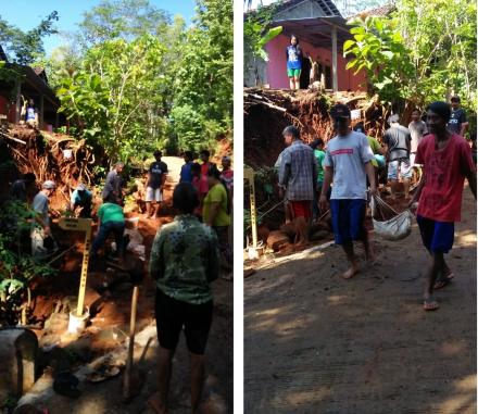 Kerja Bakti Pengerukan Sisa Tanah Longsor di Pedukuhan Pancuran