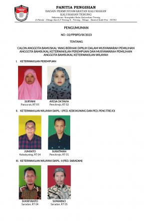 Daftar calon Bamuskal Terong periode 2024 - 2030